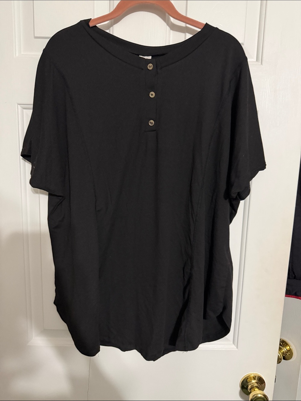 Sew In Love Black Short Sleeve Button Henley Tee